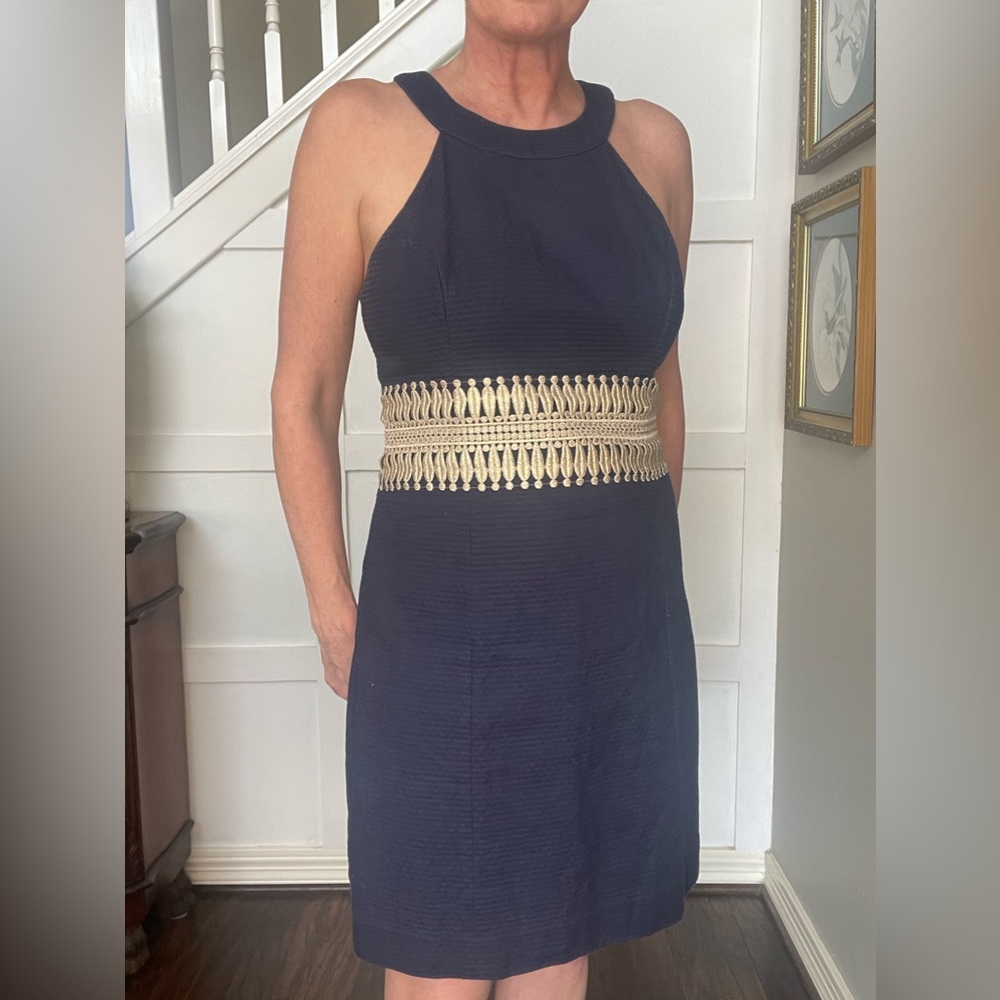 Lily Pulitzer Size 6 Navy with Gold Band Dress